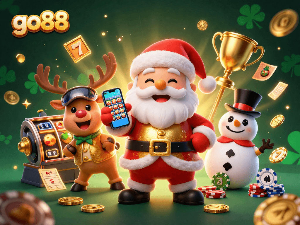 Join Santa Claus, his reindeer, and a snowman at go88 for a big slots jackpot celebration!