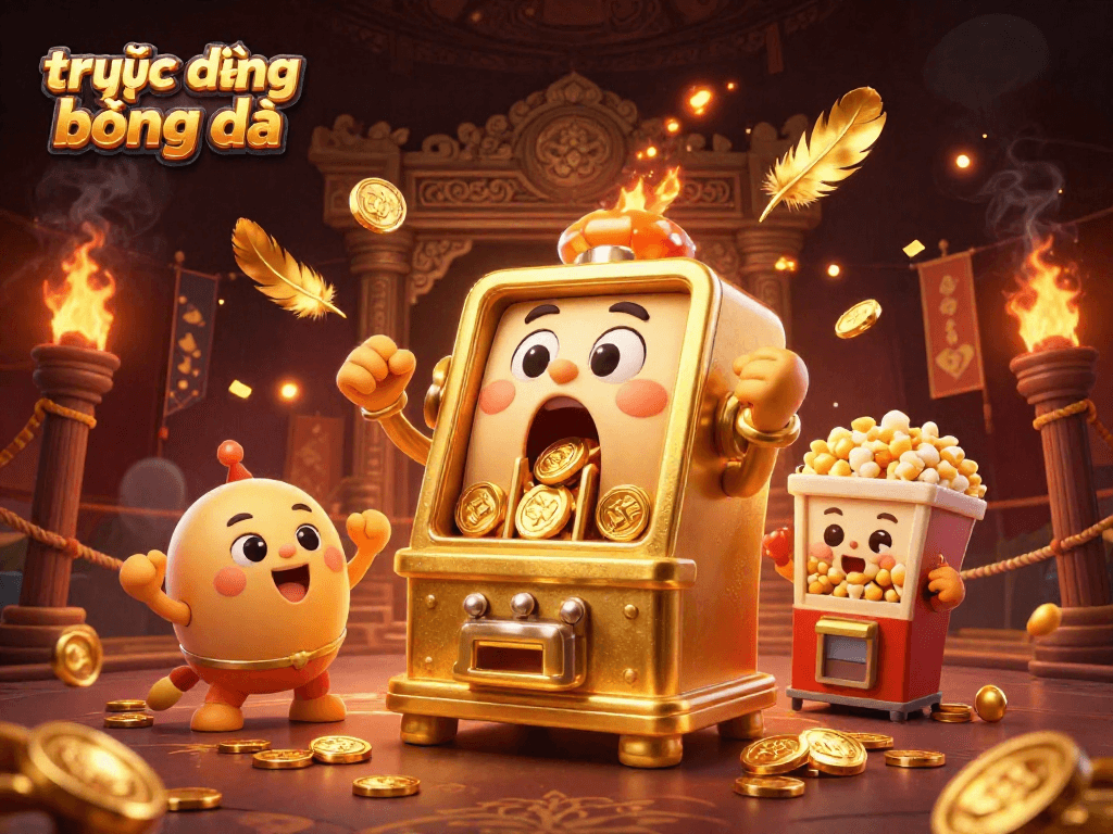 Engage in trực tiếp bóng đá action with dynamic golden slot machines celebrating a jackpot, perfect for gamblers.