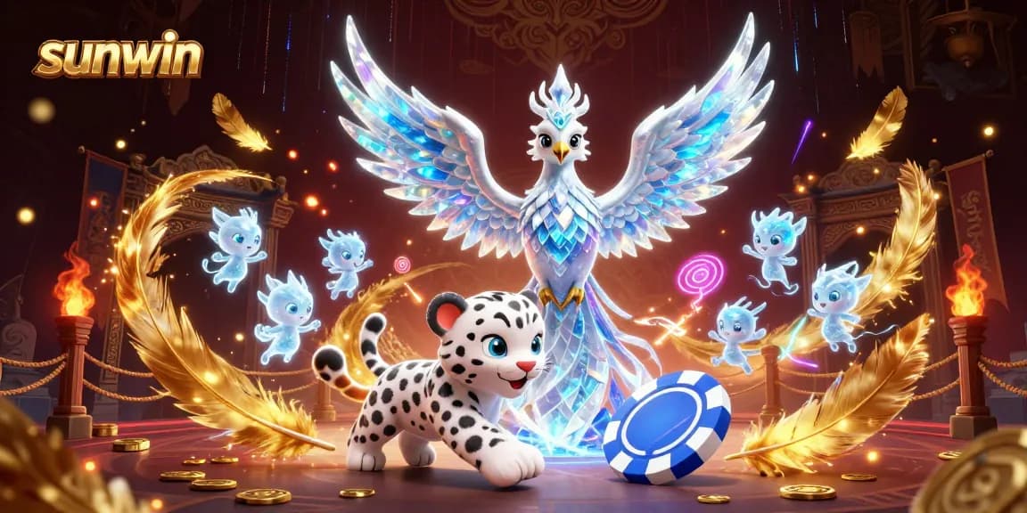 Experience the thrill of betting at sunwin with a vibrant 3D casino scene featuring ice phoenix and animated sprites.
