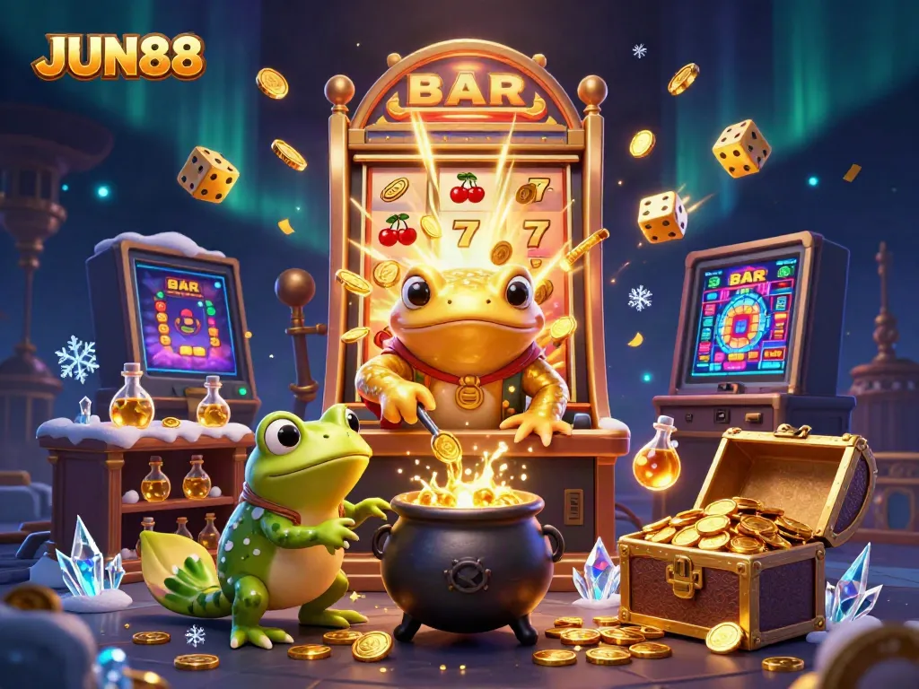 Experience thrilling gameplay at JUN88 with a vibrant casino illustration showcasing excitement and winning possibilities.