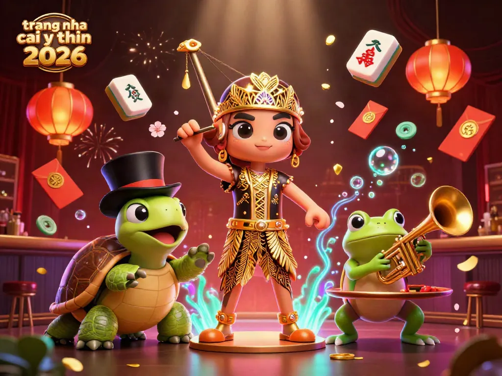 Experience the charm of trang nha cai uy tin 2026 through this vibrant 3D casino illustration.