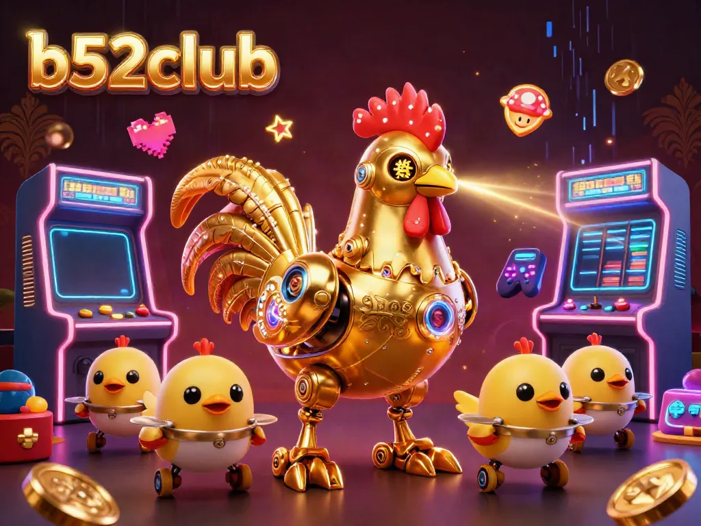Engaging players at b52club with vibrant 3D robotic characters in a dynamic casino setting.