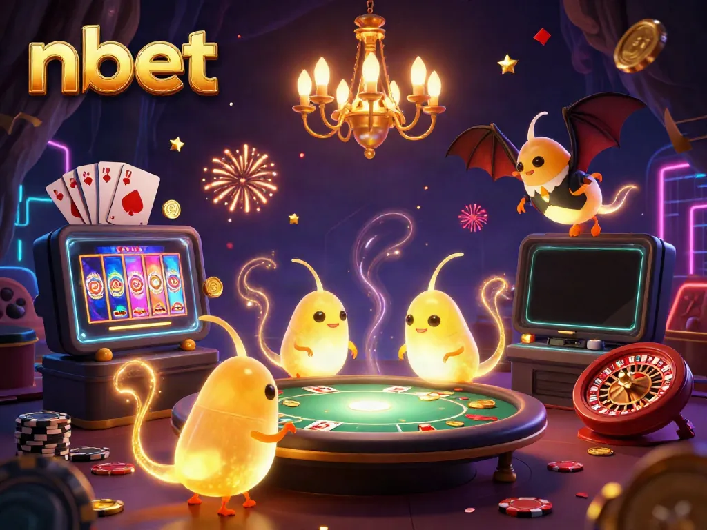 Engage with nbet's lively cave casino illuminated by glowing glowworms, showcasing exciting games and rich details.
