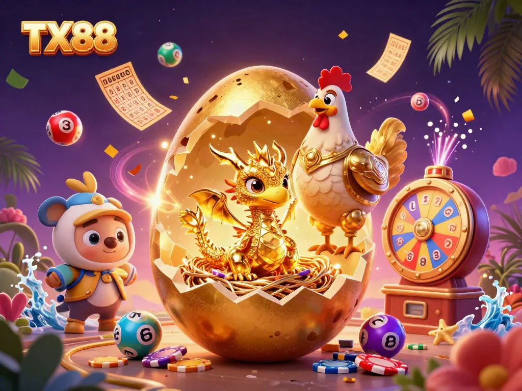 Experience winning with TX88 in a vibrant casino world filled with gold and excitement.