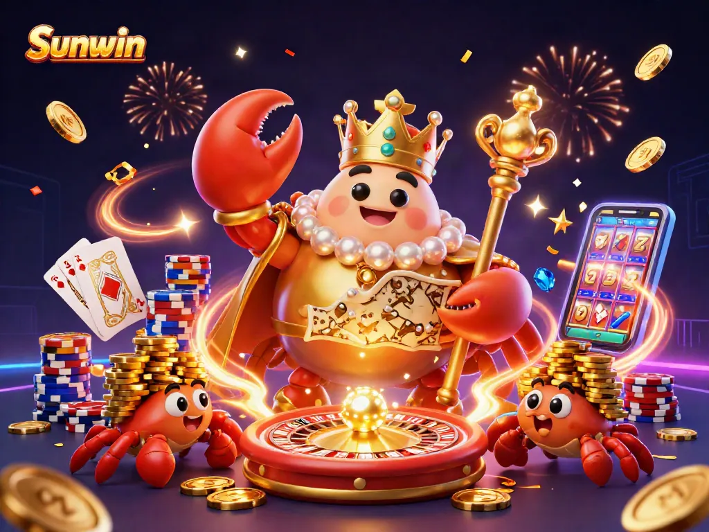 Win big at Sunwin with exciting games and vibrant casino elements in this illustration.