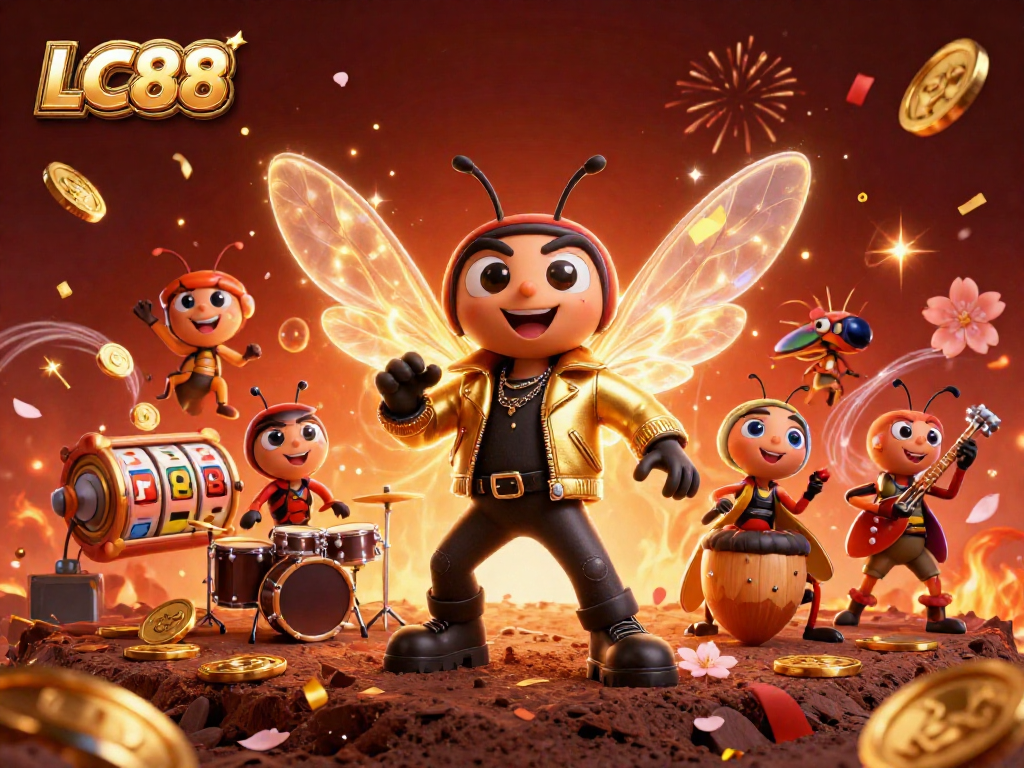 Engage with the exciting slots action at LC88, featuring vibrant characters and dynamic casino elements.