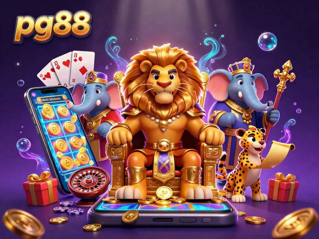Experience thrilling gaming action at pg88 with our dazzling 3D casino illustration showcasing vibrant games.