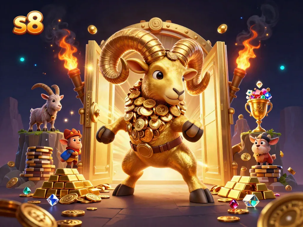 Experience the thrill of casino gaming with s8's dynamic promotional scene featuring golden rewards and excitement.