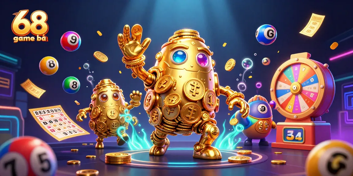 Play 68 game bài with exciting features like golden golems and vibrant lottery elements.