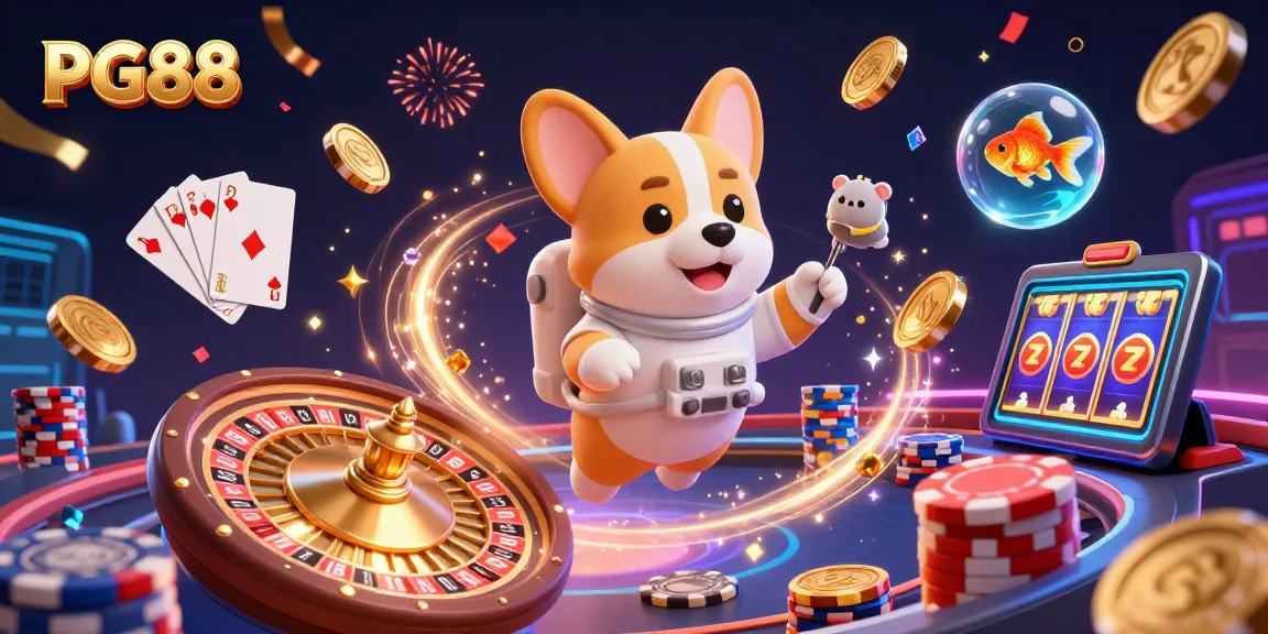 Experience thrilling gameplay at PG88 with a vibrant 3D casino scene full of exciting elements.