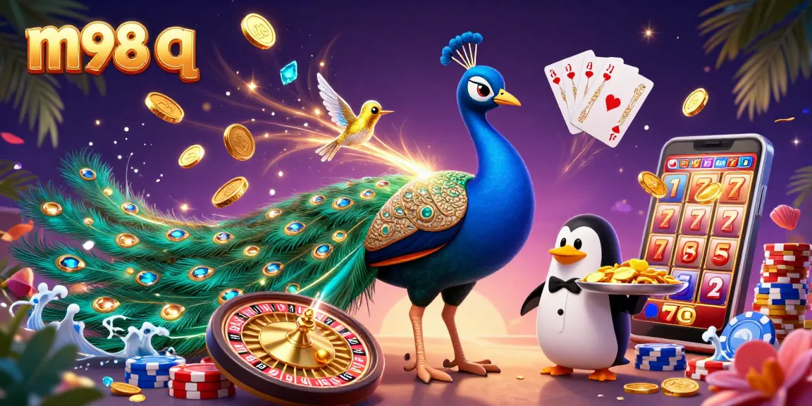 Engage with thrilling gameplay at M98 q with 3D casino characters, golden chips, and vibrant action.