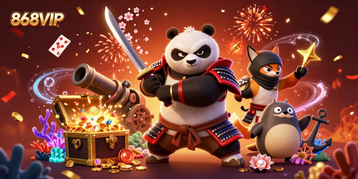 Engage with thrilling slots at 868VIP, featuring samurai panda and magical elements.