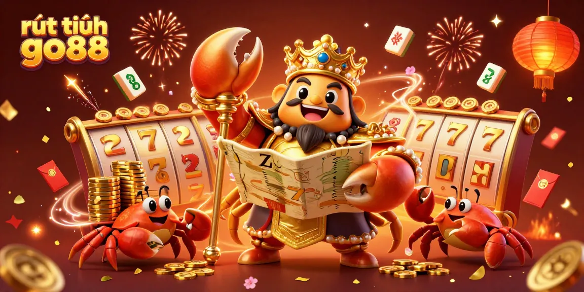 Experience rút tiền go88 with golden crab emperor amidst vibrant casino elements and dynamic visuals.