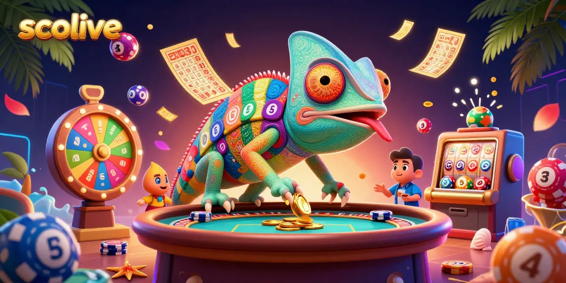 Socolive transforms into a vibrant casino world with a chameleon owner capturing golden coins in a lively atmosphere.