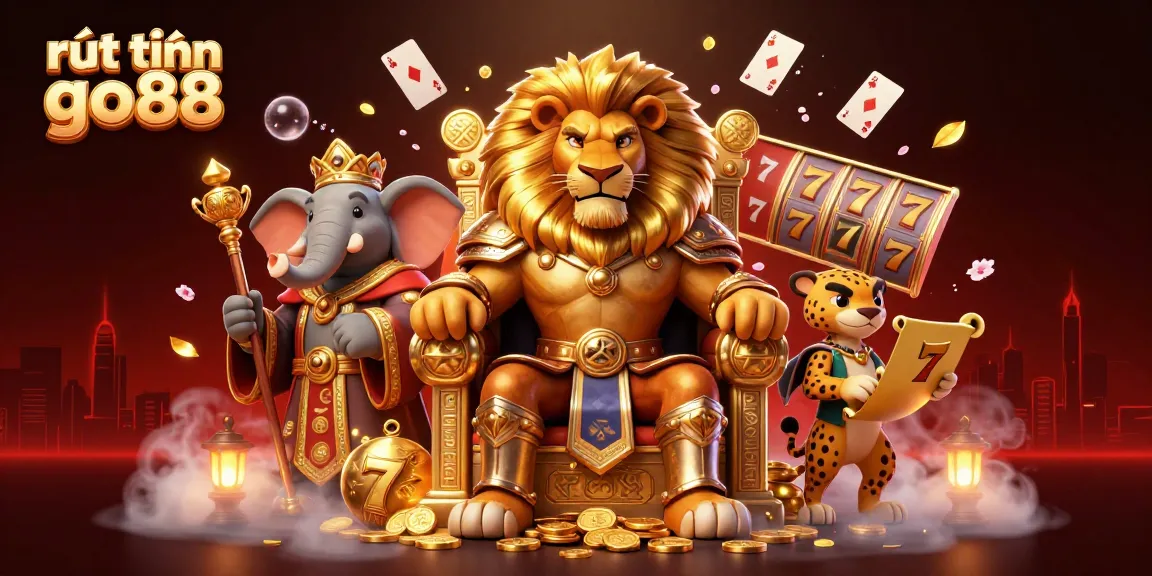 Experience rút tiền go88 with a vibrant 3D illustration combining casino elements and dynamic characters.