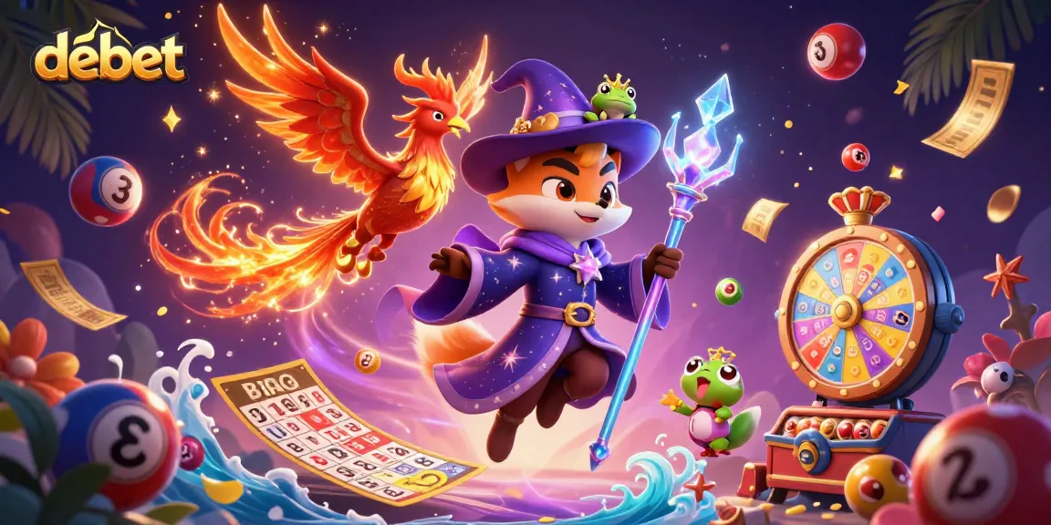 Engage in debet gaming adventures with a mystical wizard fox, phoenix, and vibrant lottery elements.