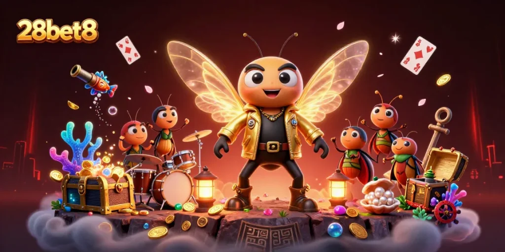 Experience the thrill of 28bet8 with the rock star cicada and vibrant underwater treasures.