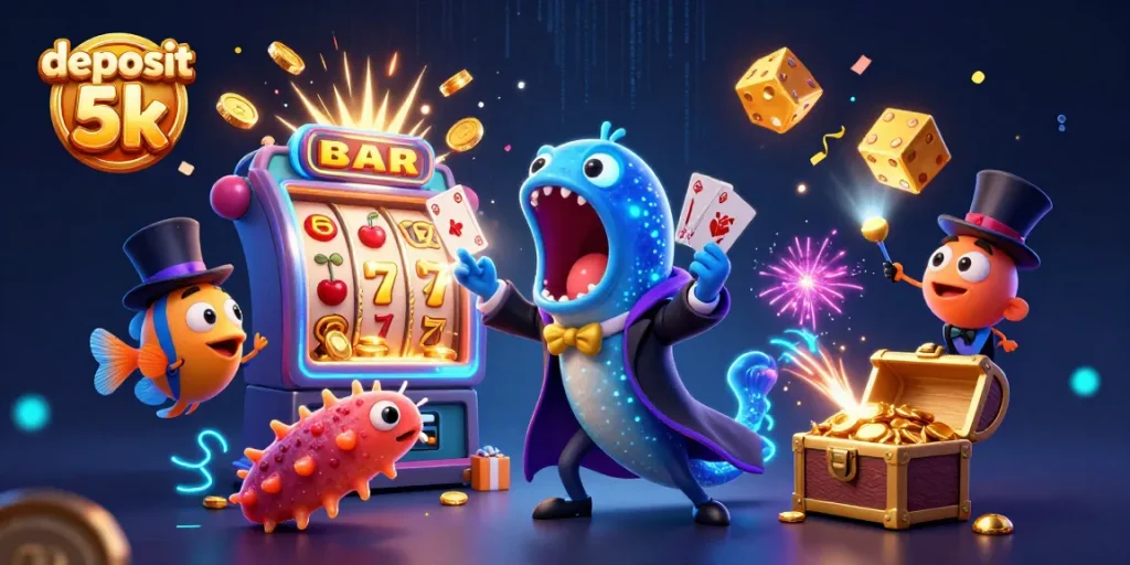 Catch winning opportunities at deposit 5k with vibrant casino-themed 3D illustration.