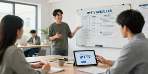 IPTV reseller providing reliable local services in a professional office environment.